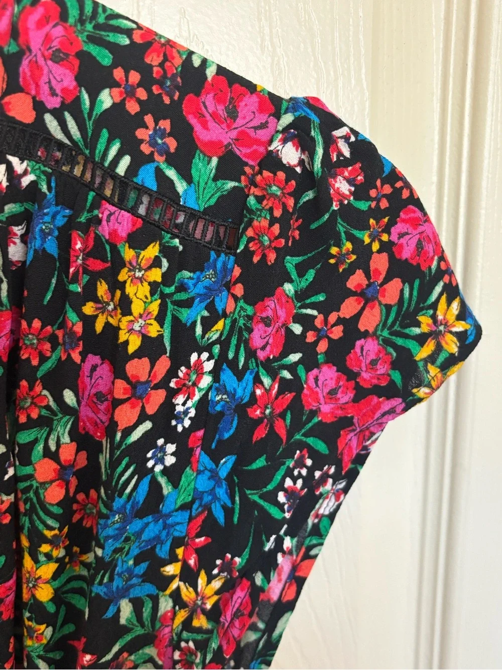 GAP Floral Midi Dress Size S Black Multicolor Garden Print Spring Summer Outfit - Picture 6 of 8